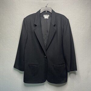 Radcliffe By Sag Harbor Womens Black Wool Blazer Size 16
